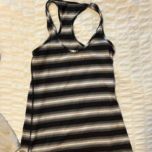 Lululemon Athletica Black and Gray Striped Tank Top
